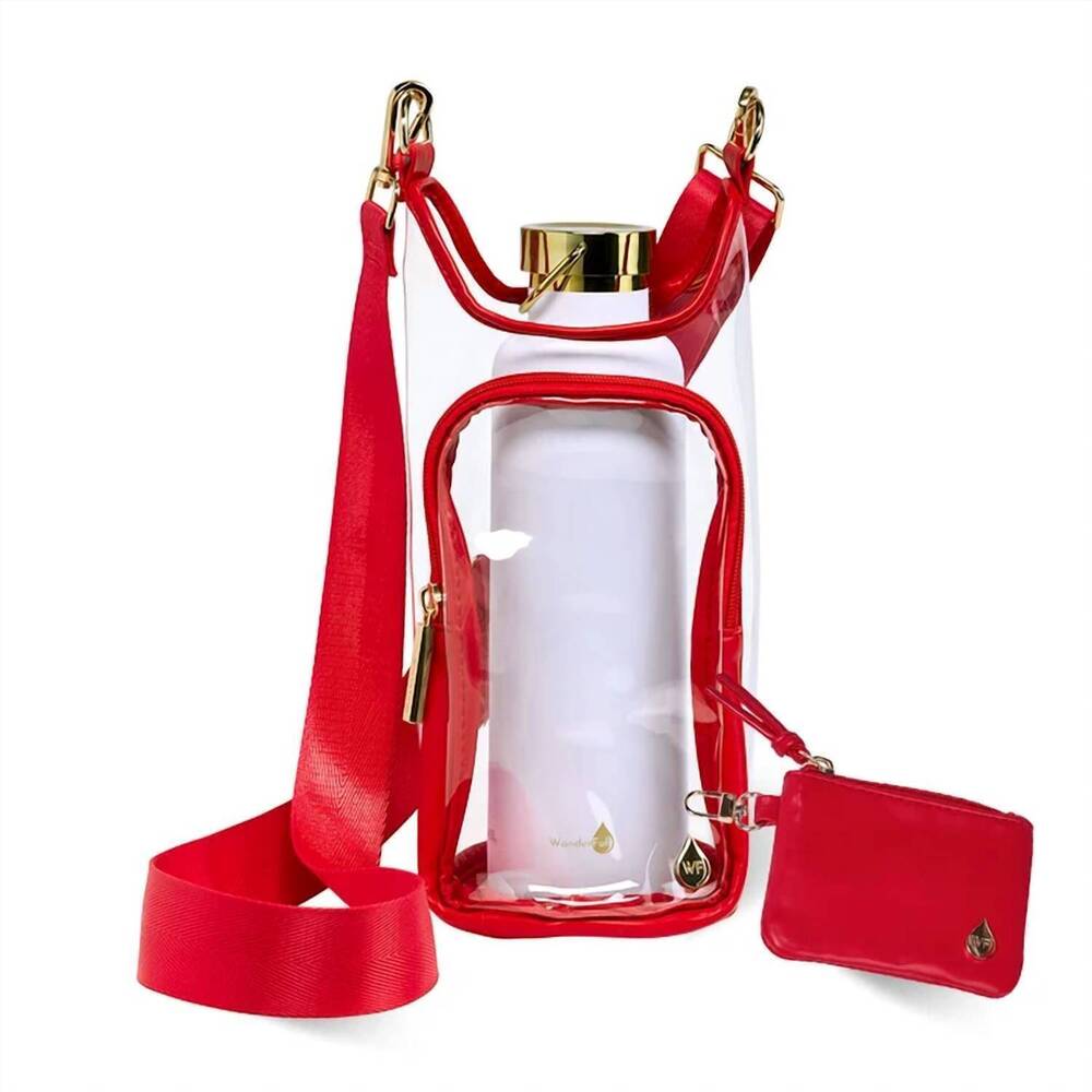 NEW WANDERFULL women's clear stadium hydrobag in red